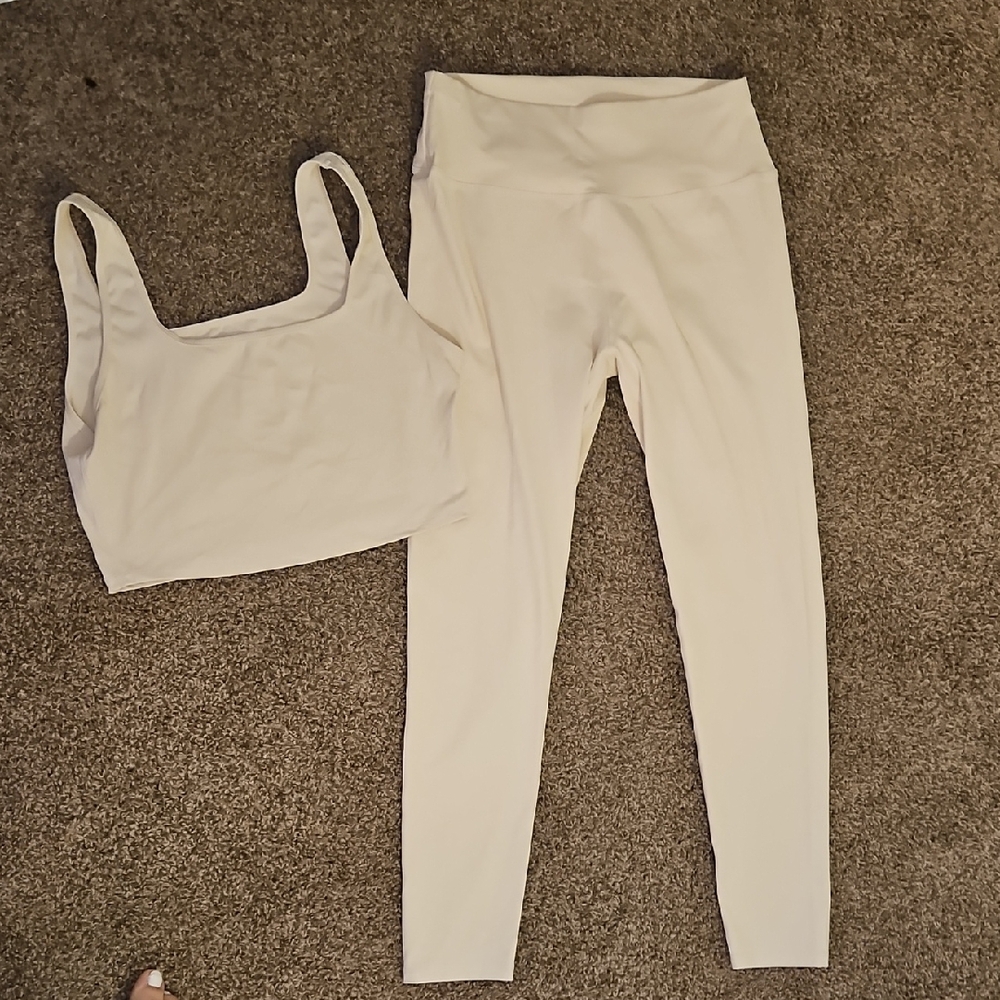White Tank Top and Leggings Set